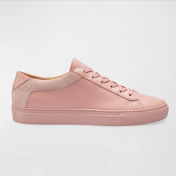 $295 Koio Capri Fiore Pink Leather Italian Lace Up Low Top Sneakers 38 Fiore - Picture 2 of 15